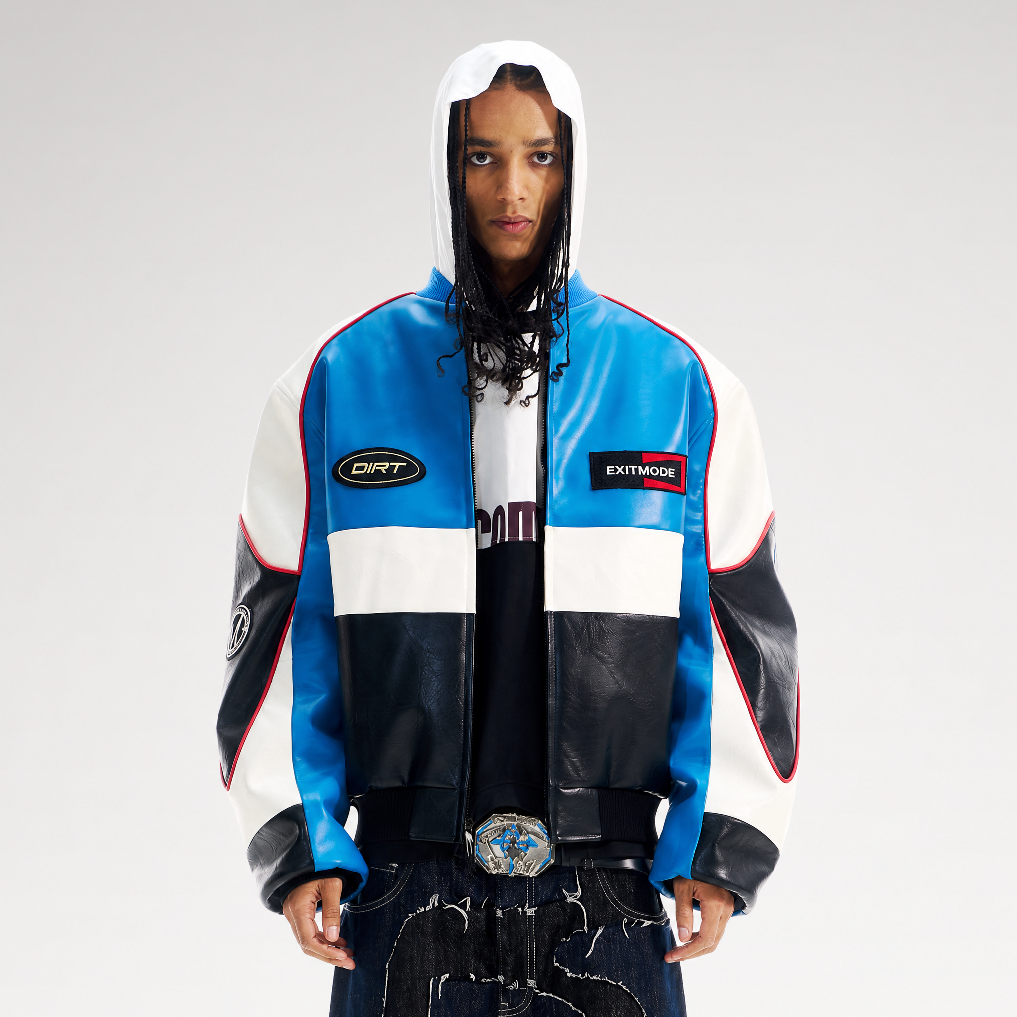 Contrast Embroidered Oversized Jacket