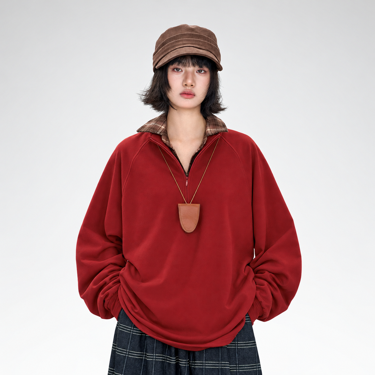 Vintage Oversized Half-Zip T-Shirt