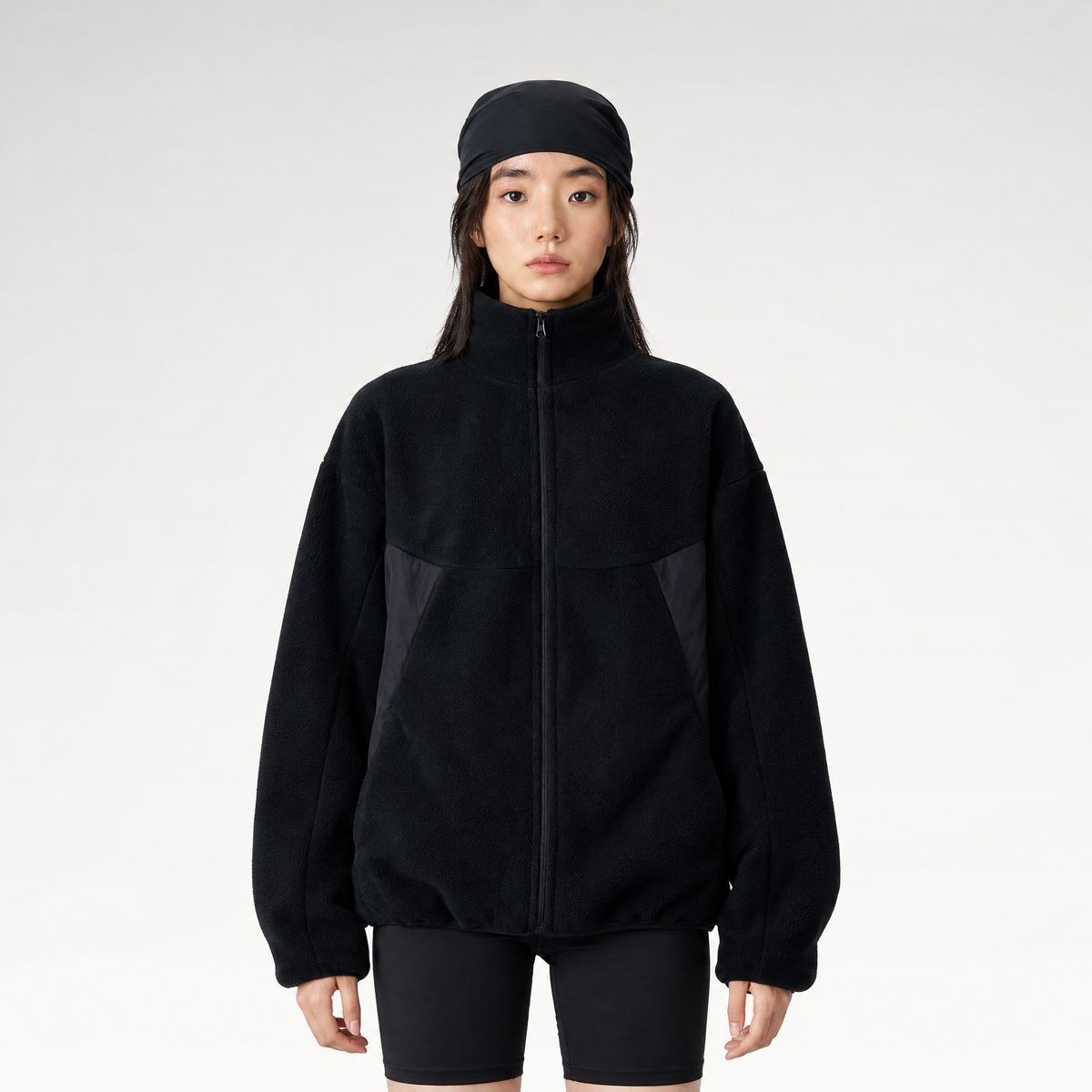 Curved Fleece Panel Jacket