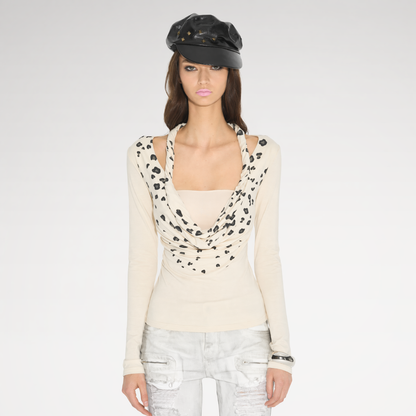Leopard Twist V-Neck Top