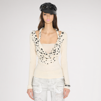 Leopard Twist V-Neck Top