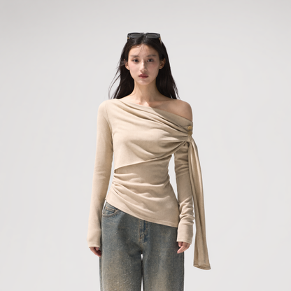 Draped Wrap Knit Top