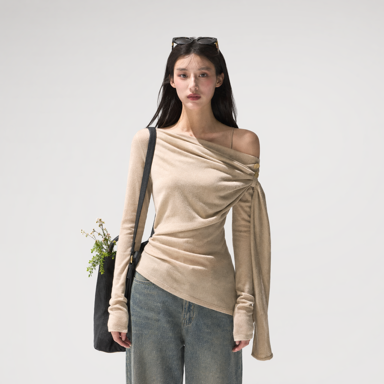 Draped Wrap Knit Top
