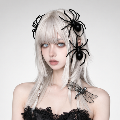 Glossy Gothic Spider Hair Clip