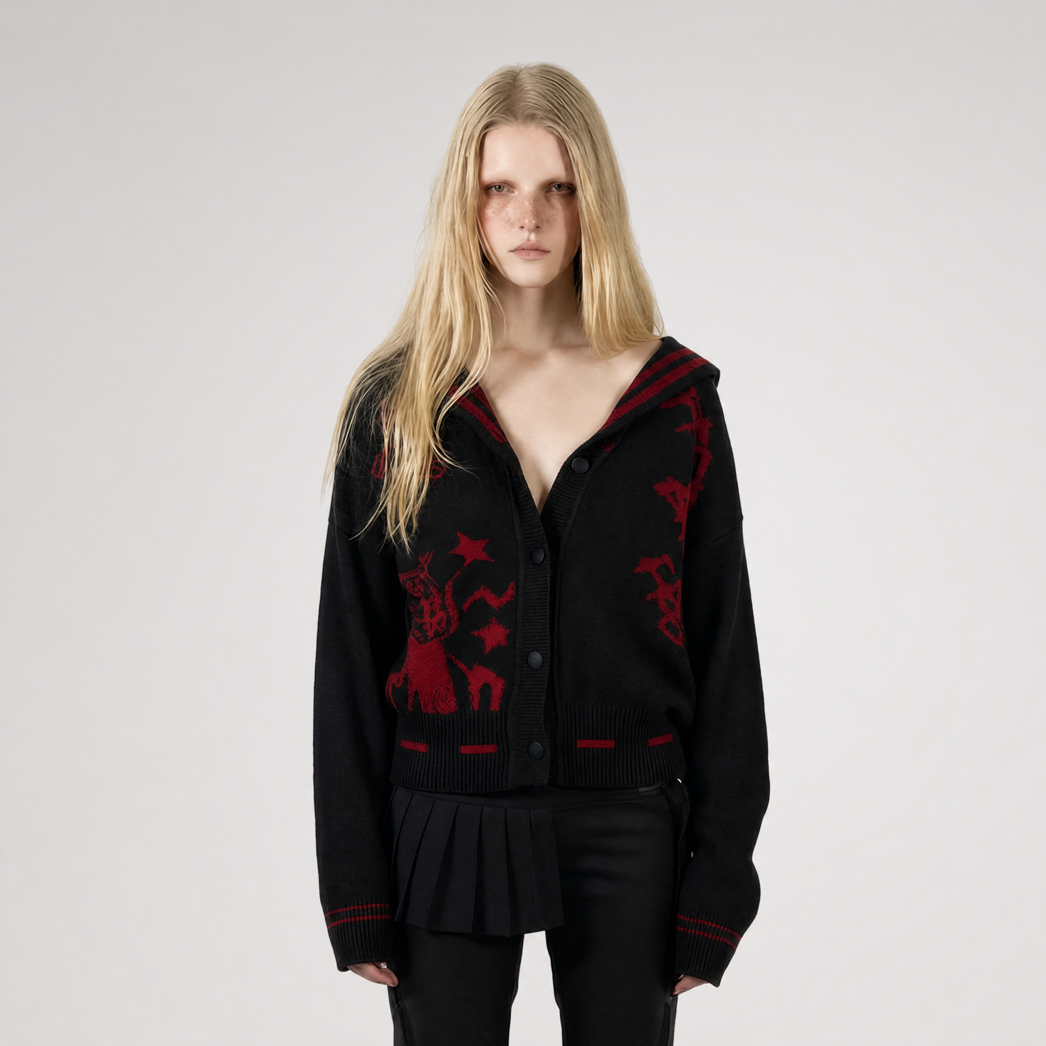 Punk Sailor Collar Knit Cardigan