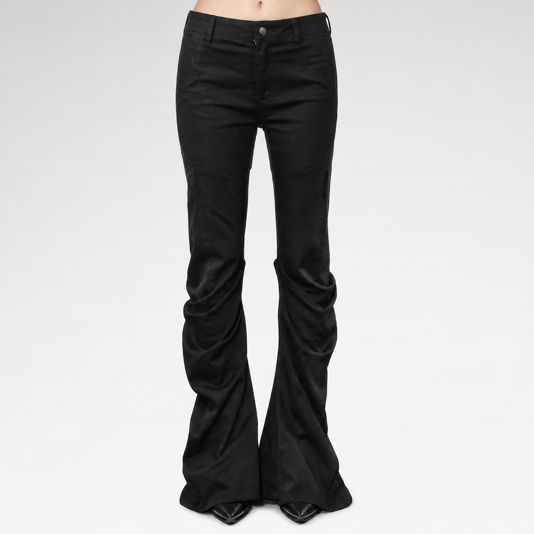 Wing Print Ruched Flare Jeans