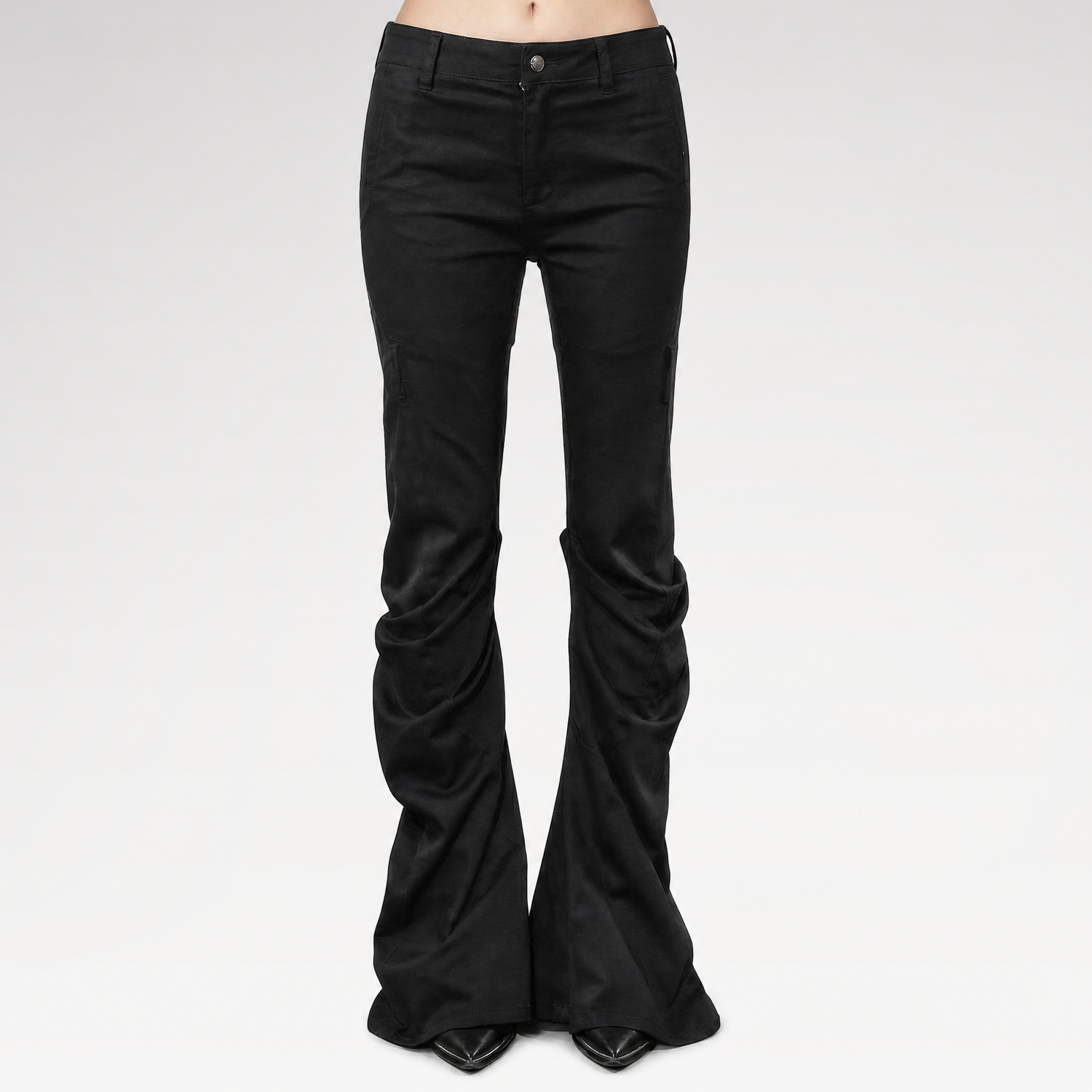 Wing Print Ruched Flare Jeans