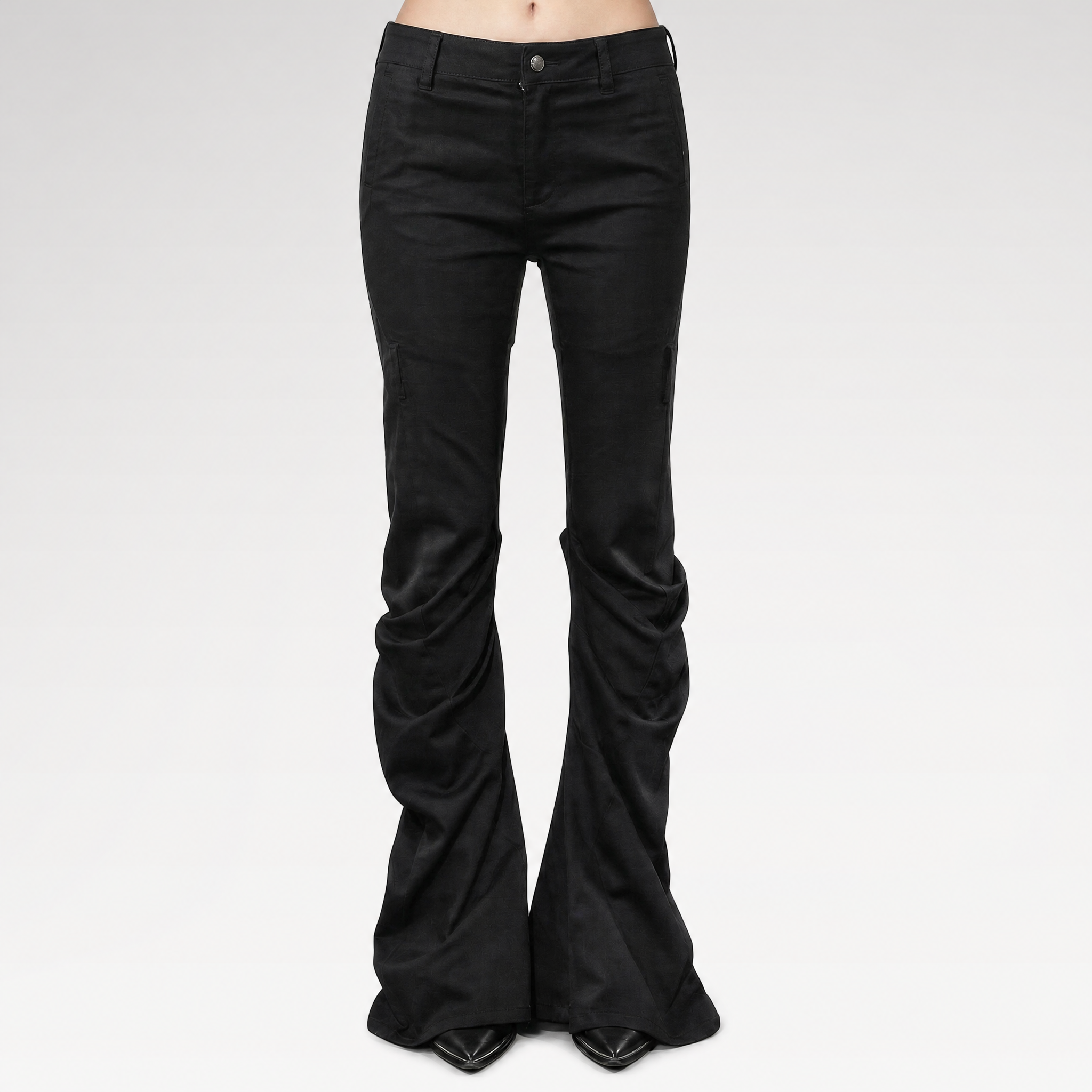 Wing Print Ruched Flare Jeans