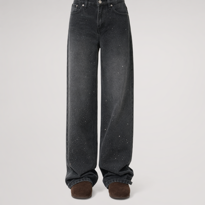 Rhinestone Straight Jeans