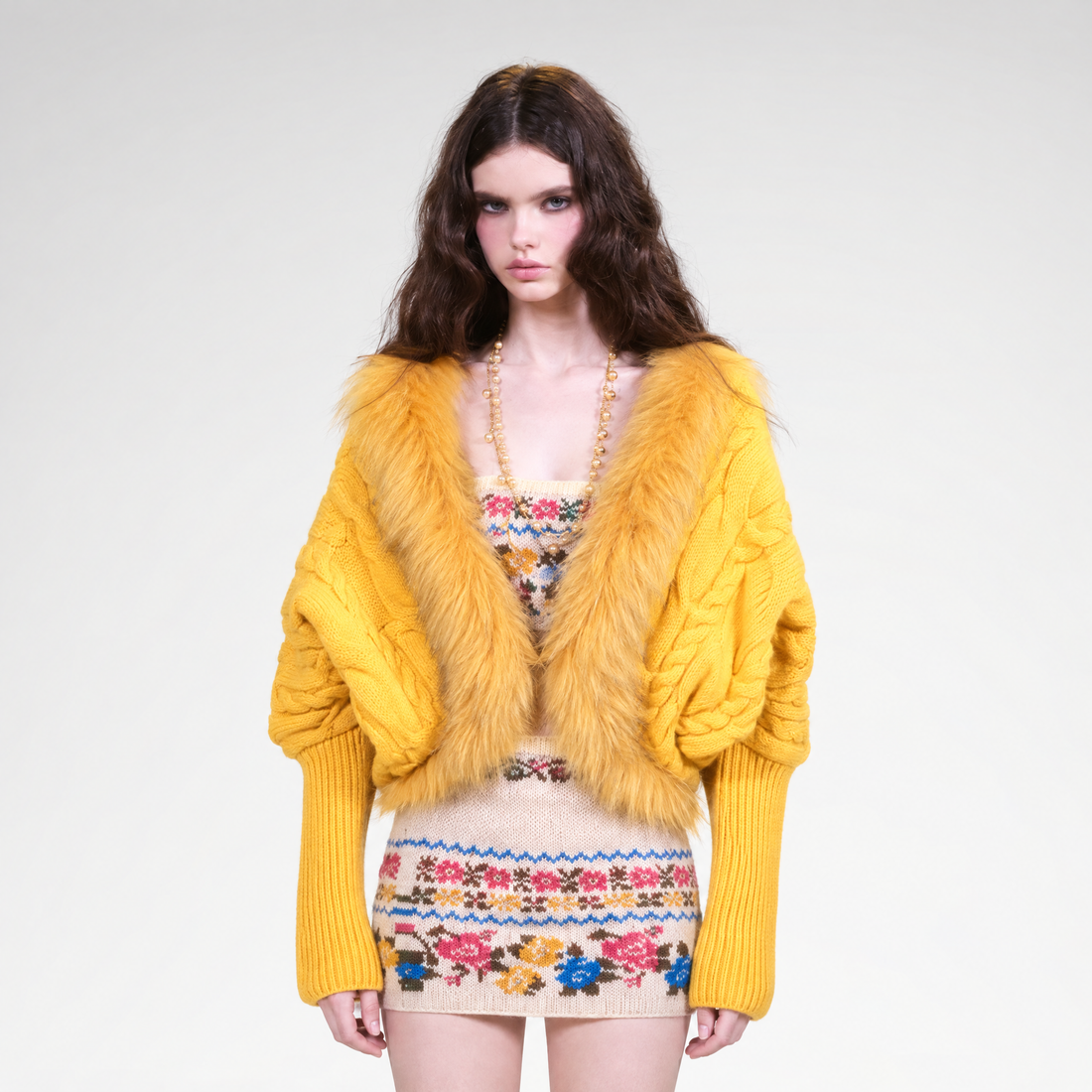 Cable Knit Batwing Wool Cardigan