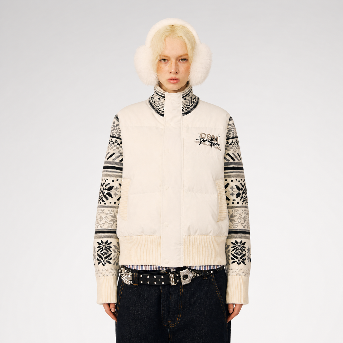 Contrast Fair Isle Down Jacket
