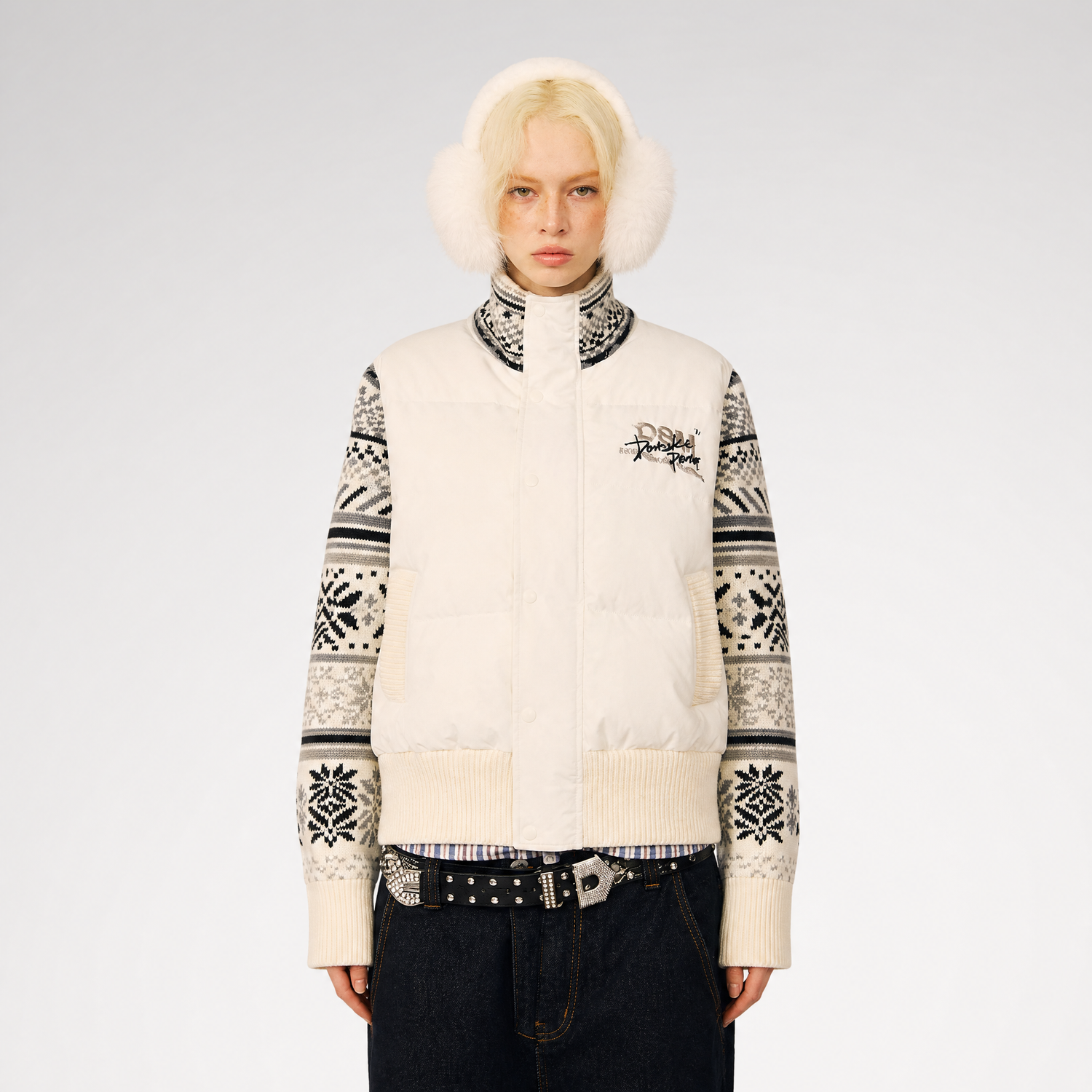 Contrast Fair Isle Down Jacket