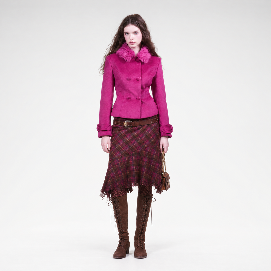 Wool Fitted Jacket Skirt Set