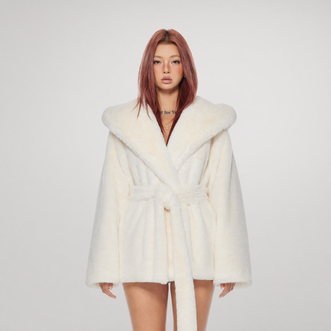 Plush Hooded Faux-Fur Coat