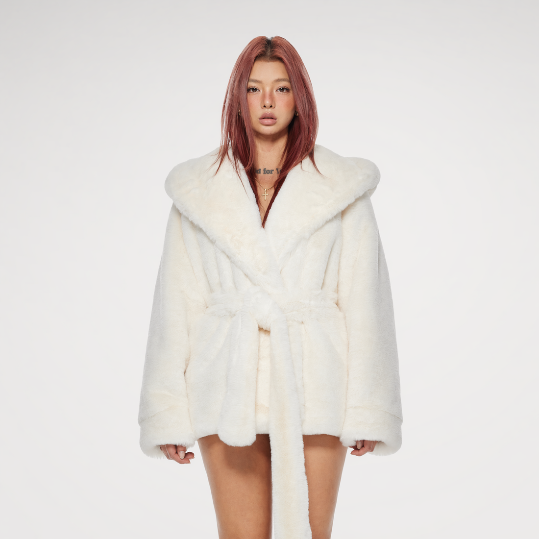 Plush Hooded Faux-Fur Coat