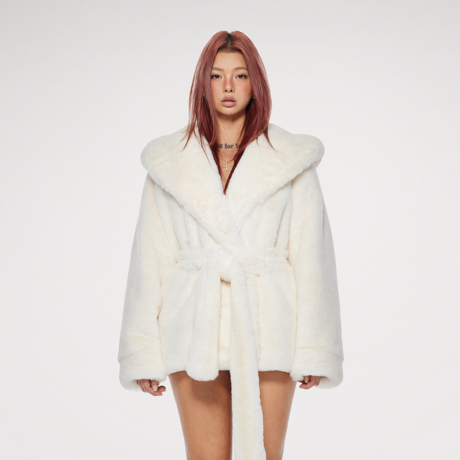 Plush Hooded Faux-Fur Coat