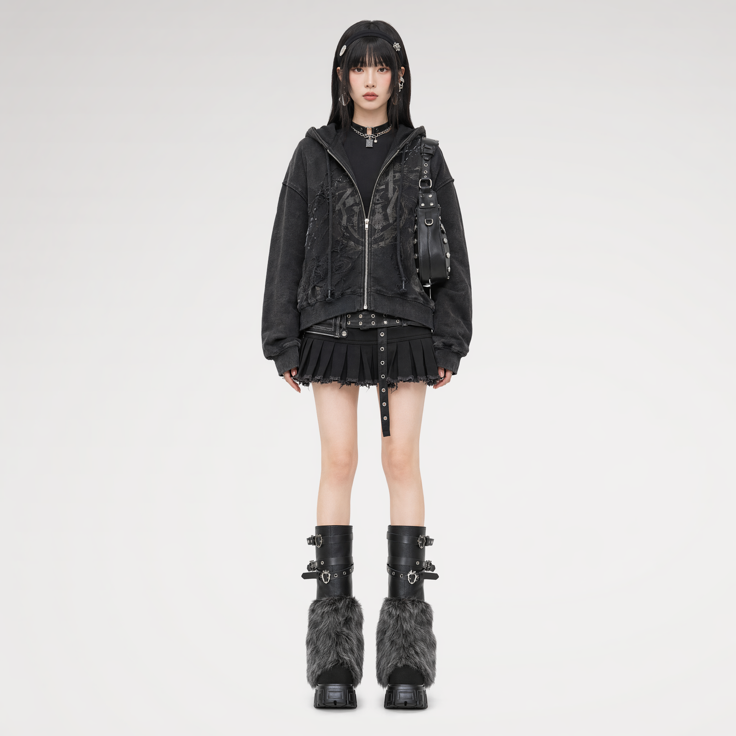 Fur Platform Combat Boots