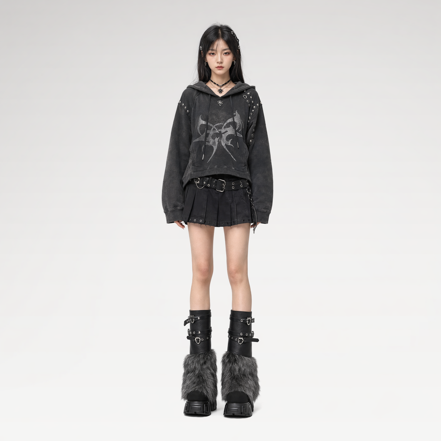 Fur Platform Combat Boots