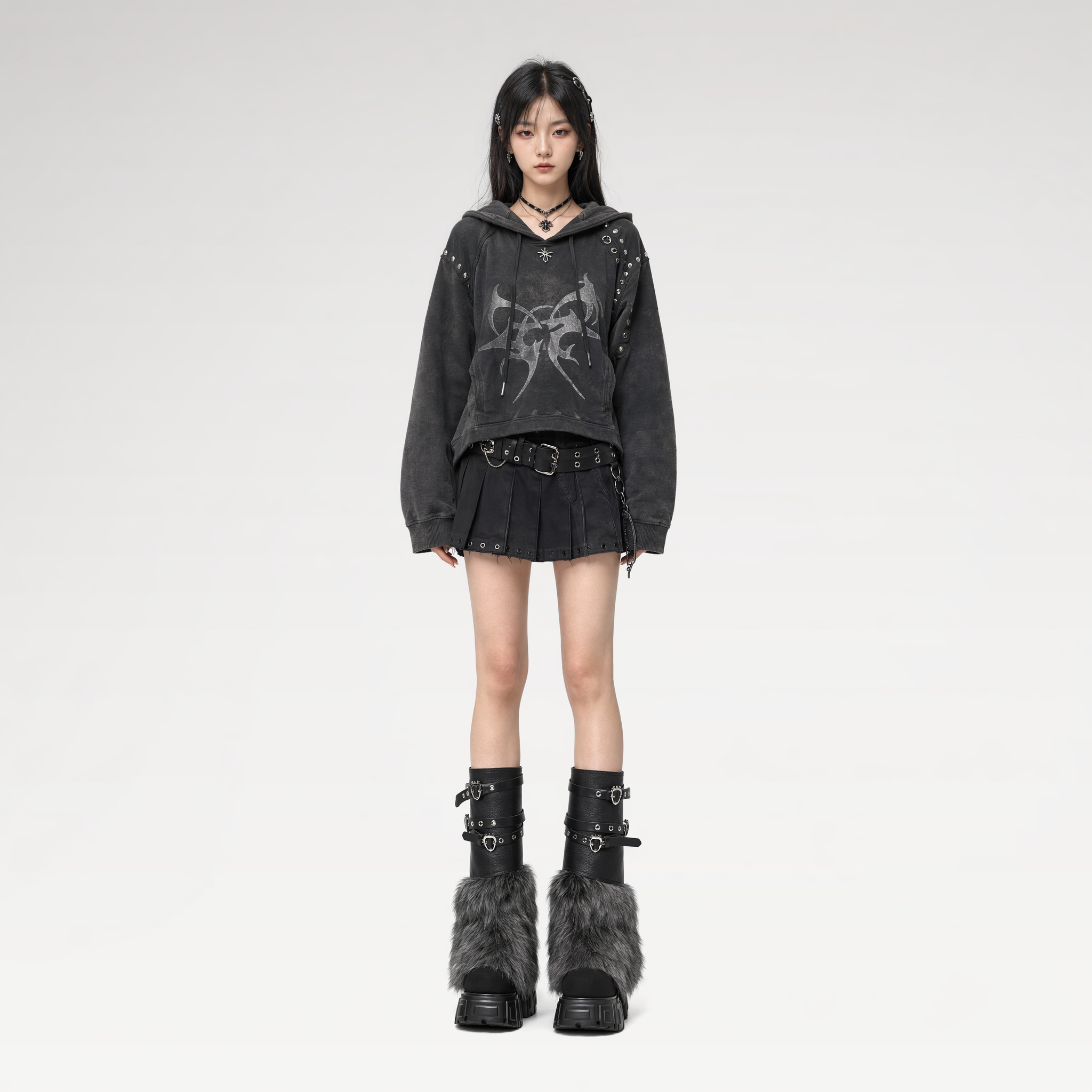 Fur Platform Combat Boots