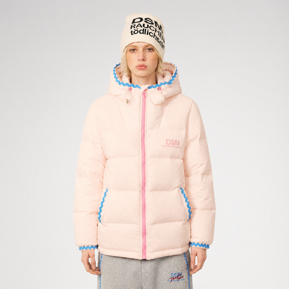 Shell Embroidered Hooded Down Jacket