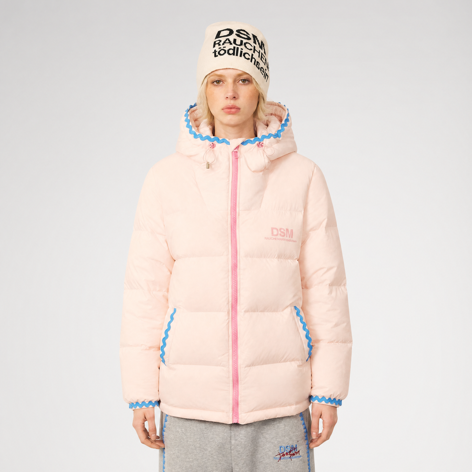 Shell Embroidered Hooded Down Jacket