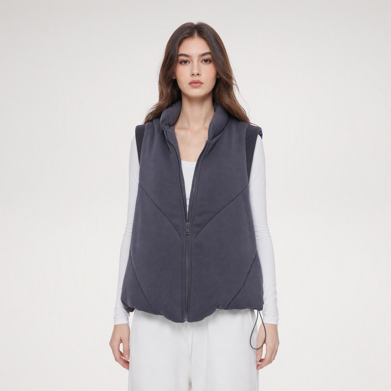 Fur Trim Hooded Vest