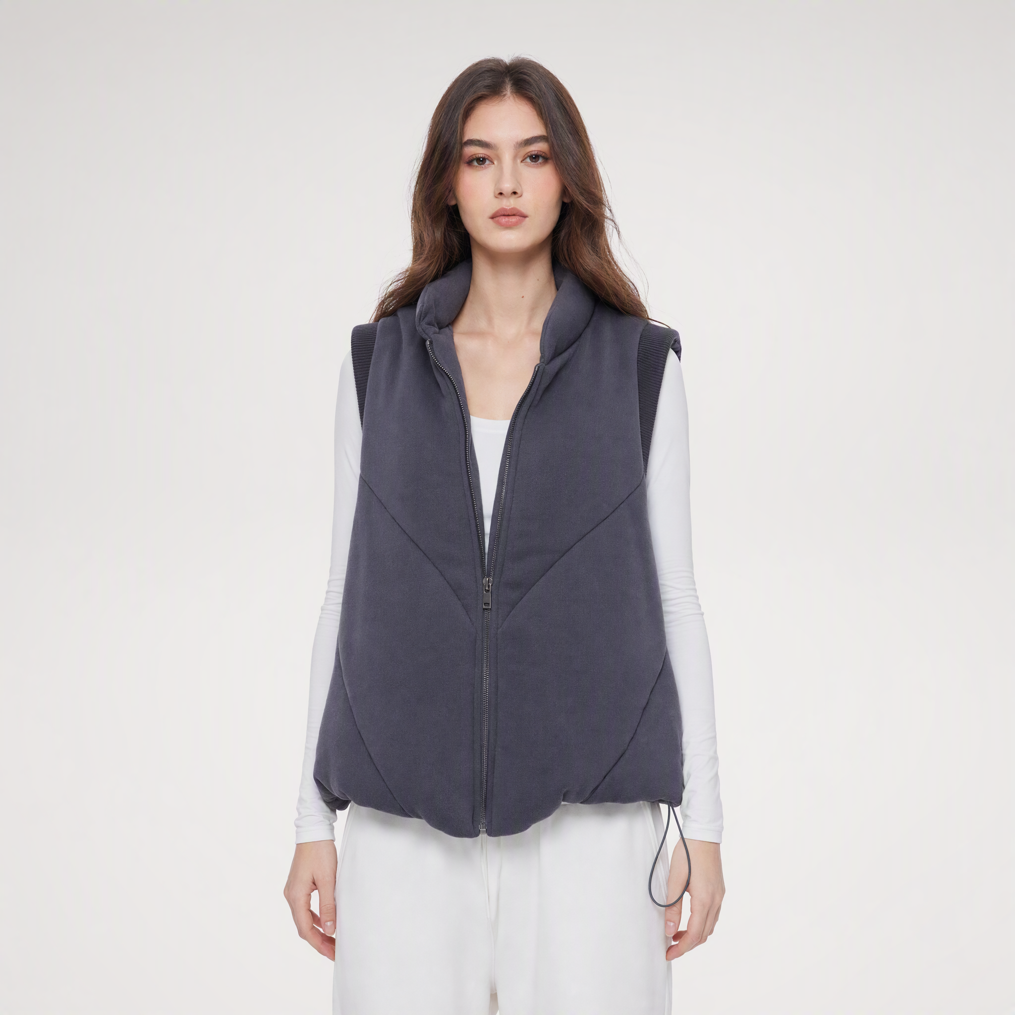Fur Trim Hooded Vest