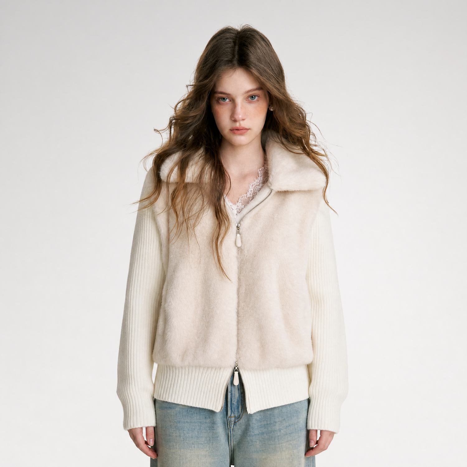 Mink Knit Patchwork Jacket