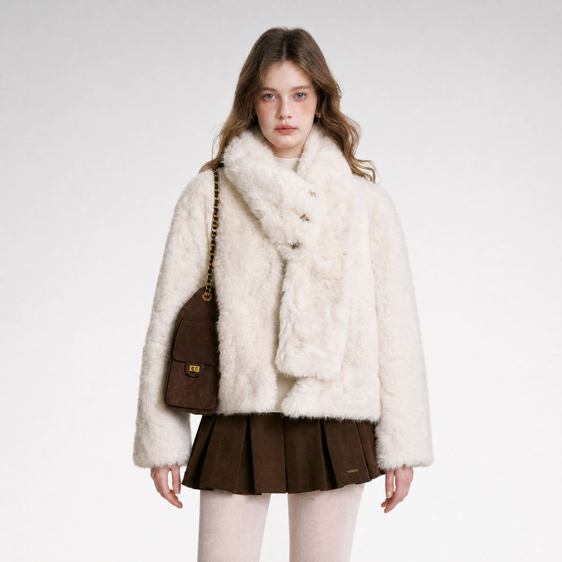 Detachable Scarf Plush Jacket