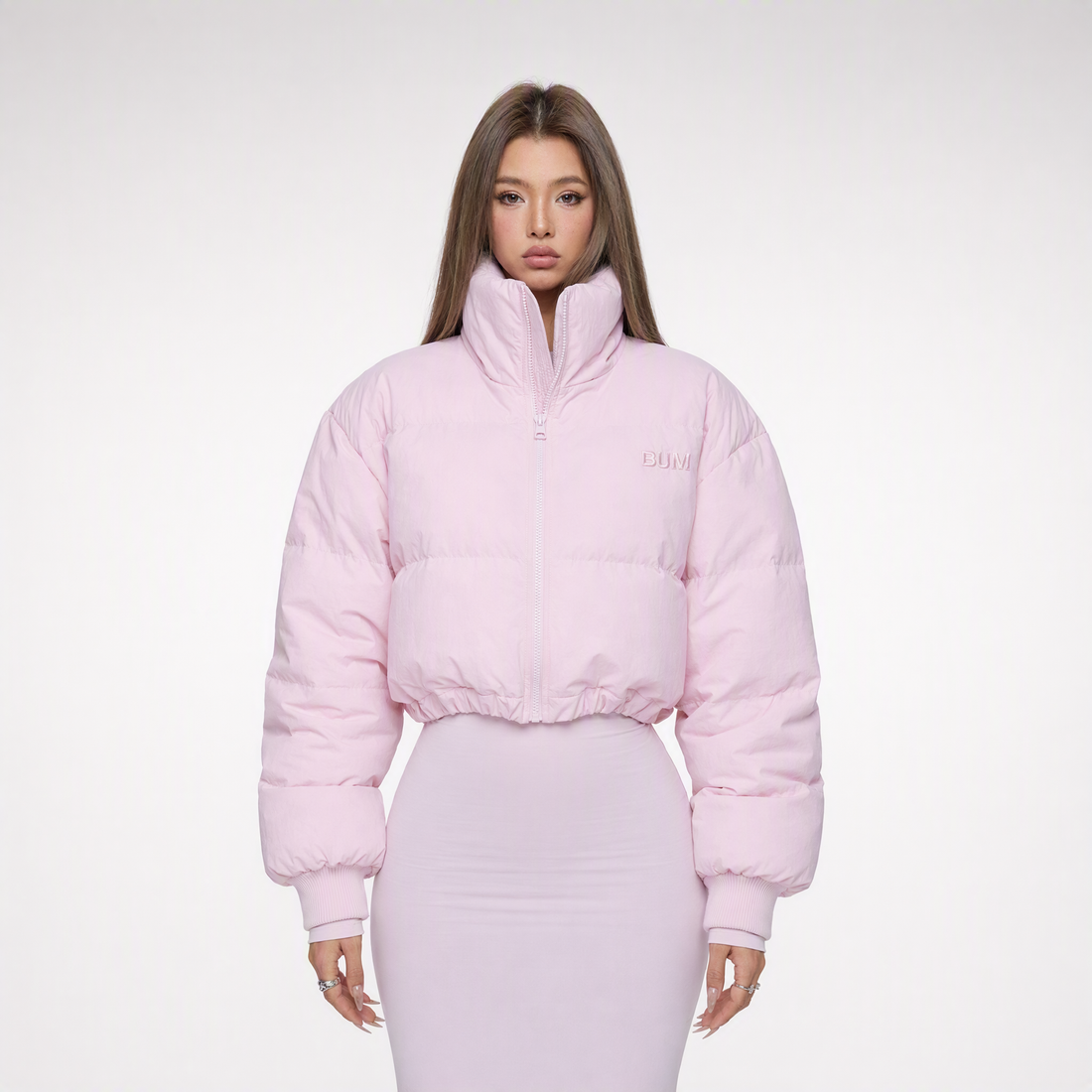 Pink Cropped Puffer Jacket