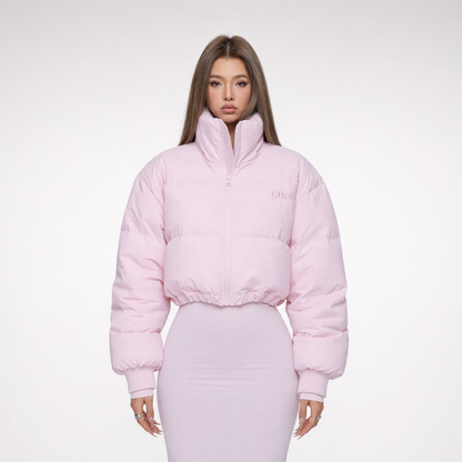 Pink Cropped Puffer Jacket