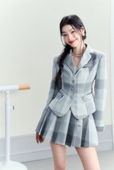 College Striped Blazer & Pleated Skirt Set - CHINASQUAD