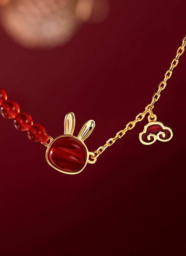 Lucky Rabbit Red Agate Red Cord Bracelet - CHINASQUAD