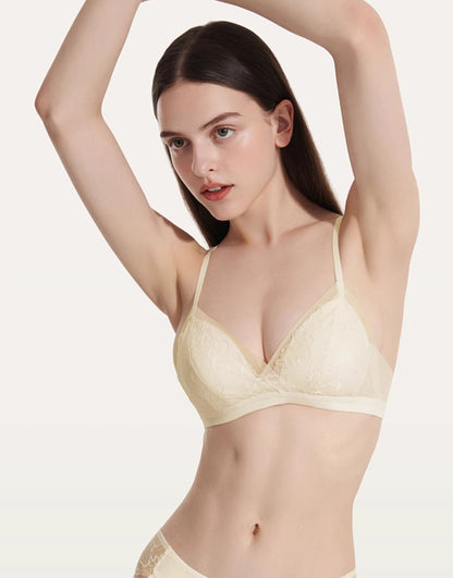 Spring Lace French Triangle Cup Bra Set - CHINASQUAD