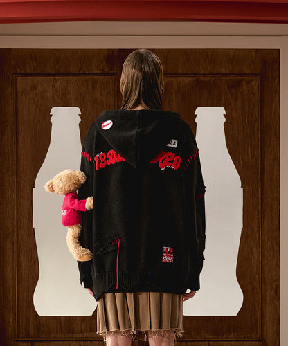 Coca-cola Bear Broken Knit Hoodie - CHINASQUAD
