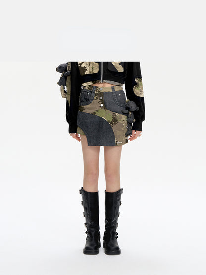 Camo Denim Short Skirt - CHINASQUAD