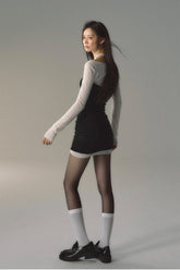 2-in-1 Neck Wool Mini Dress - CHINASQUAD