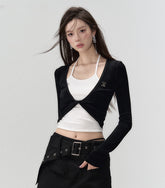 Black 2-in-1 Knitted Shirt - CHINASQUAD