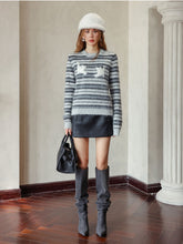 Striped & Black Round Neck Knit Sweater - CHINASQUAD