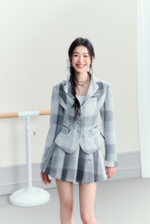 College Striped Blazer & Pleated Skirt Set - CHINASQUAD