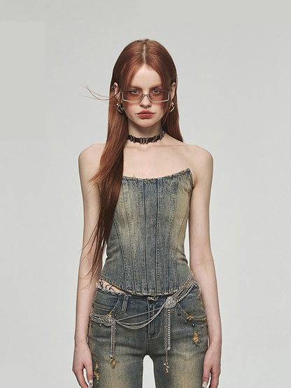 Denim Blue Tube Top - CHINASQUAD