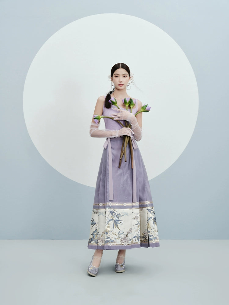 &quot;声声竹&quot; Purple Ming-style Skirt Hanfu - CHINASQUAD
