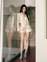 Satin Shimmer Short Casual Jacket & Shorts & Skirt Set - CHINASQUAD