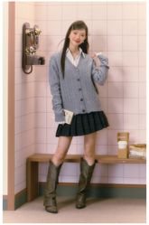 Gray & Brown College Style Knitted Cardigan - CHINASQUAD