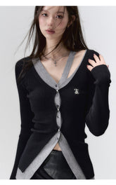 2-in-1 Long-sleeve Knitted Cardigan - CHINASQUAD