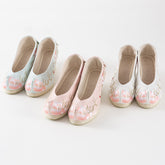 "Peony 芍药" Embroidered Heeled Bow Shoes - CHINASQUAD