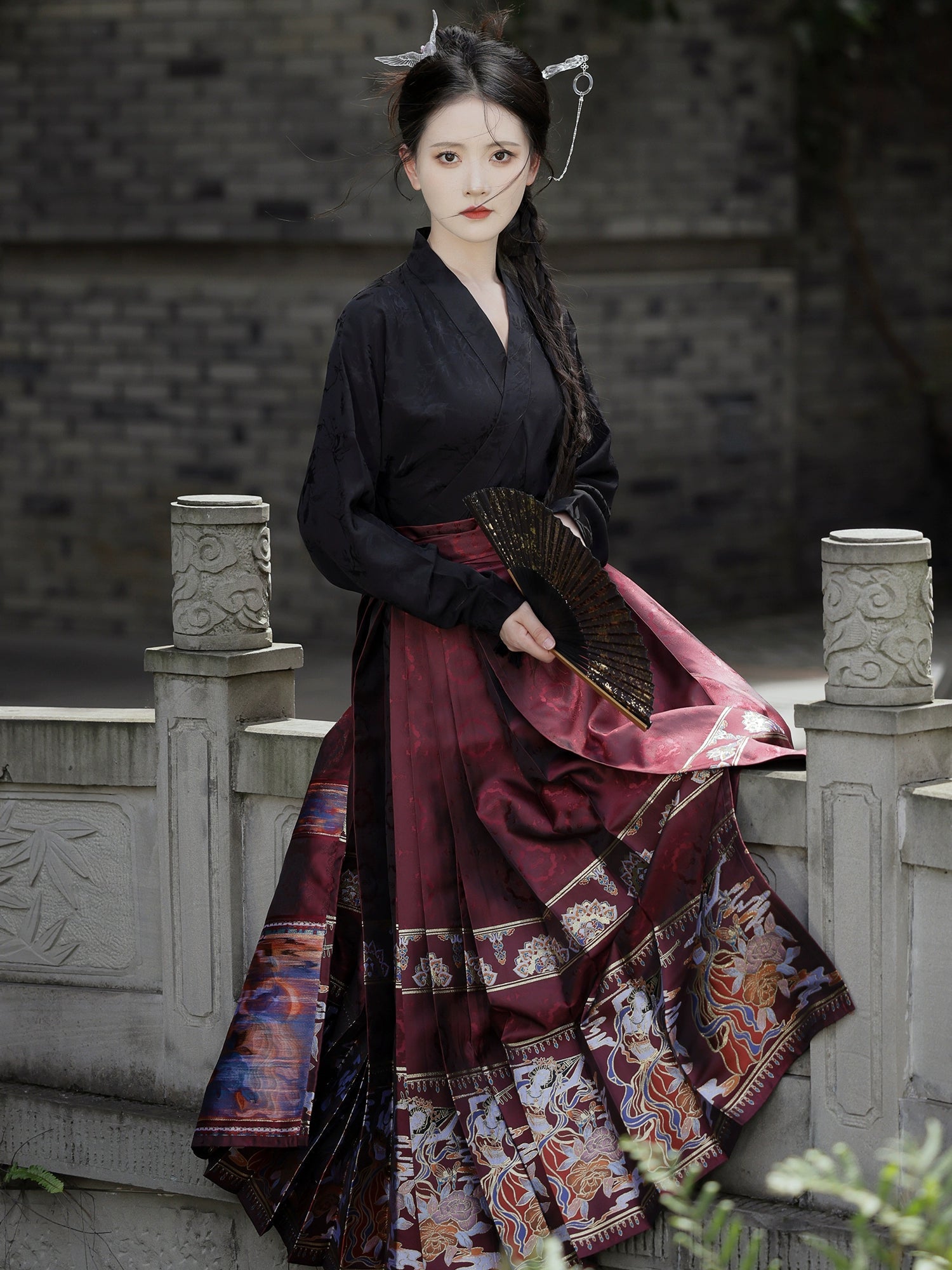 &quot;赵昕冉&quot; Ming-style Horse-face Hanfu Skirt - CHINASQUAD