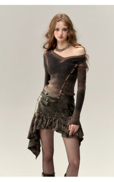 Black Patchwork Mini Skirt - CHINASQUAD