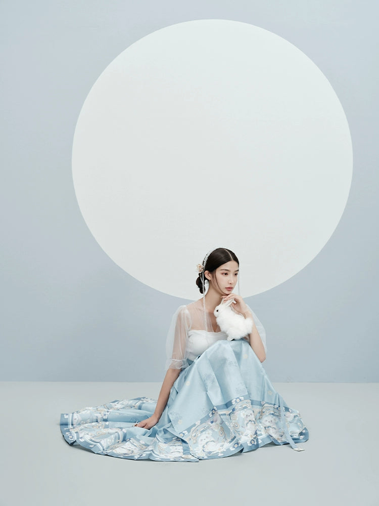 &quot;玉面山雀&quot;  Ming-style Printed Hanfu Dress - CHINASQUAD