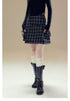 Black Plaid A-line Wool Skirt - CHINASQUAD